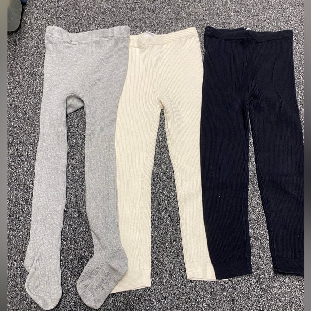 GAP Kids Ribbed Leggings Set 5T - Gray, Cream, and Black. Excellent condition